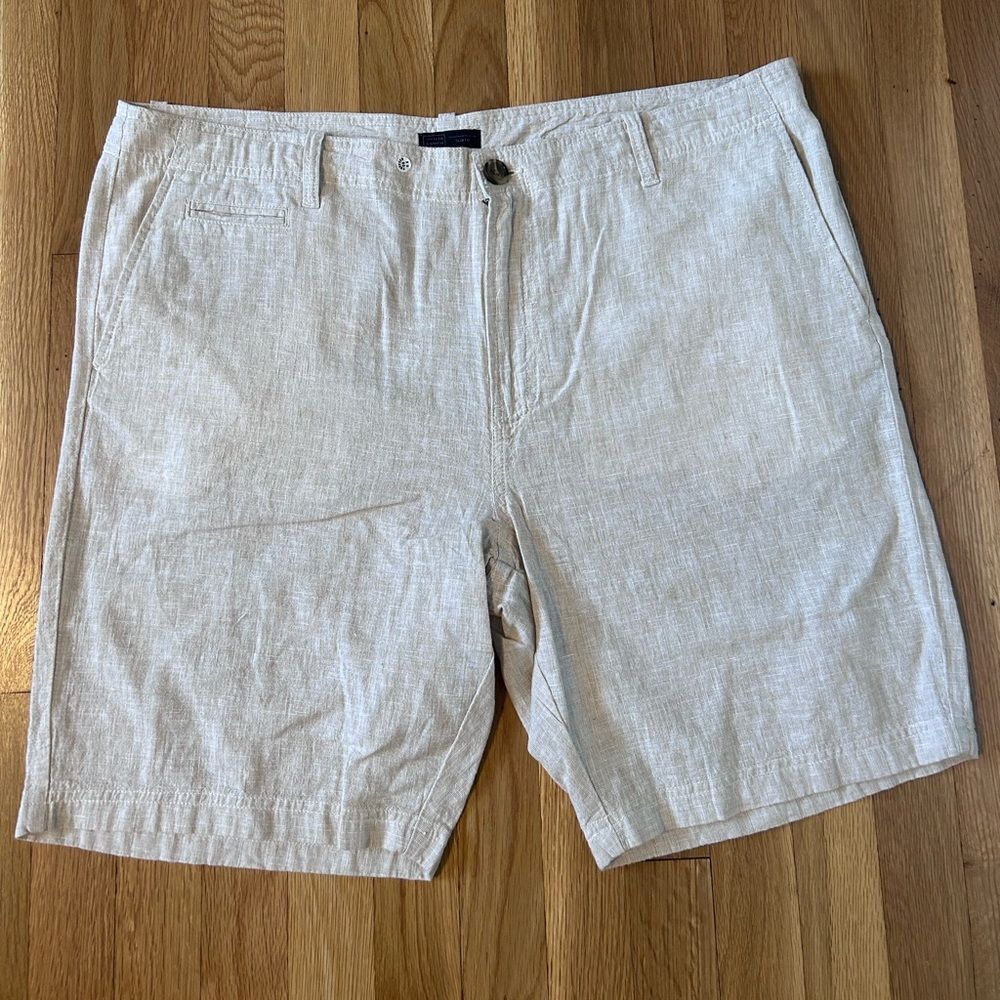 New 14th & Union Linen Blend Trim Fit Men Shorts Size 40 Beige